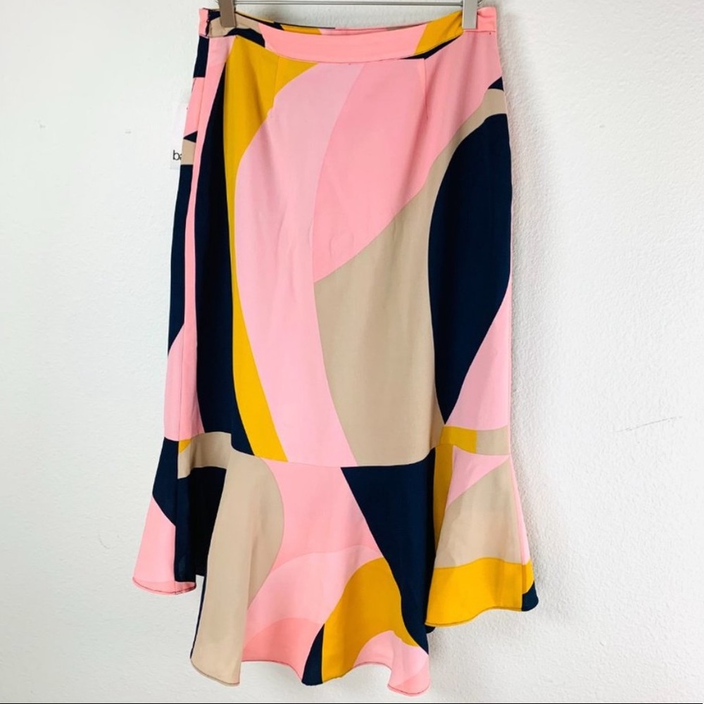 Bar III MIDI Colorblock Skirt with ruffles